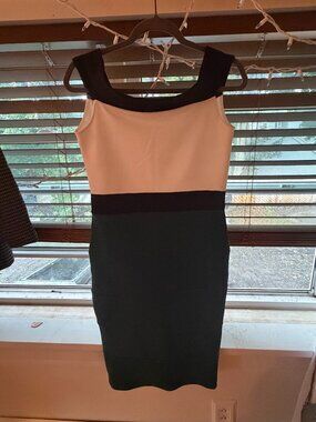 Quiz Black WHite and Green Form-Fitting Dress